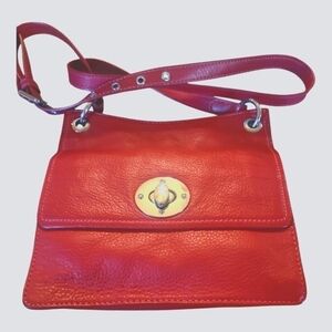 Clements Ribeiro Red Genuine Soft Leather Crossbody Bag